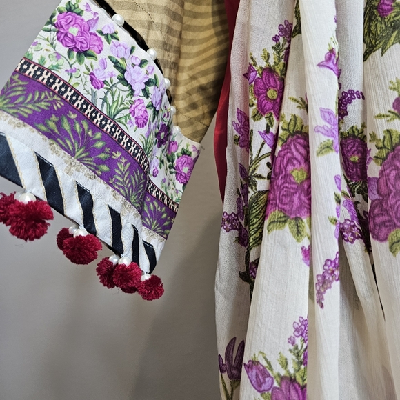 Printed Lawn Shirt with Silk Dupatta Set Beaded Bordered - Picture 8 of 13